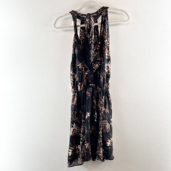Free People Katerina Halter Tie Sleeveless Floral Mini Dress Black Small - Picture 8 of 12